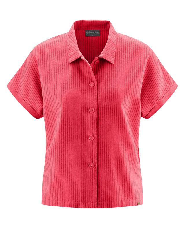 DH139 blouse,stripes, collar; woven